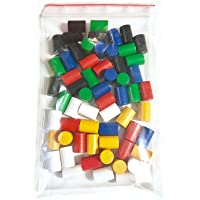 Fichas de madera para juegos de mesa- cilindro de 10 x 15 mm- 6 colores- 60 unidades (mezcla básica)